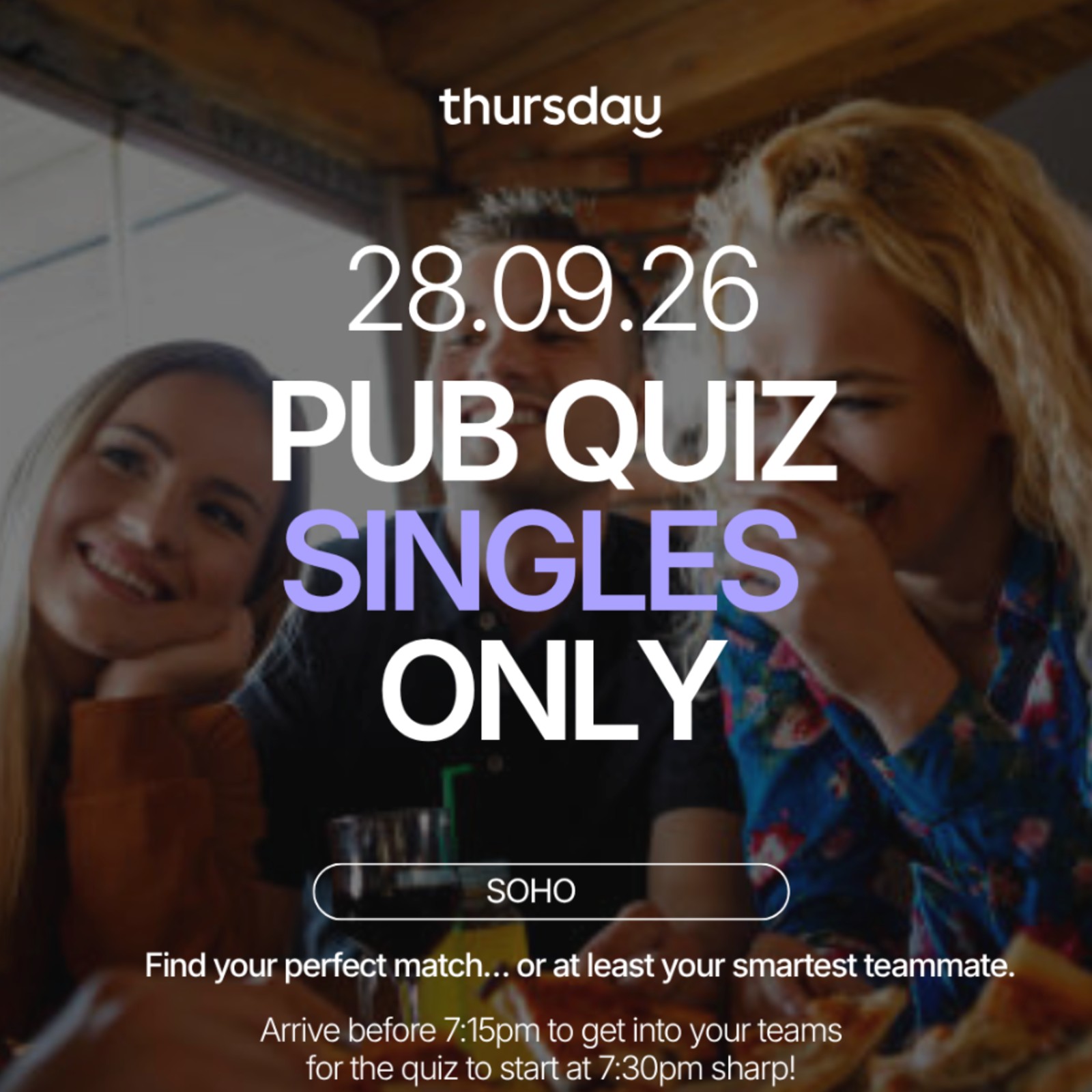 Monday | Singles Pub Quiz Night | Soho